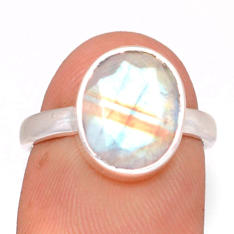 Rainbow Moonstone Faceted Ring - MNFR1765
