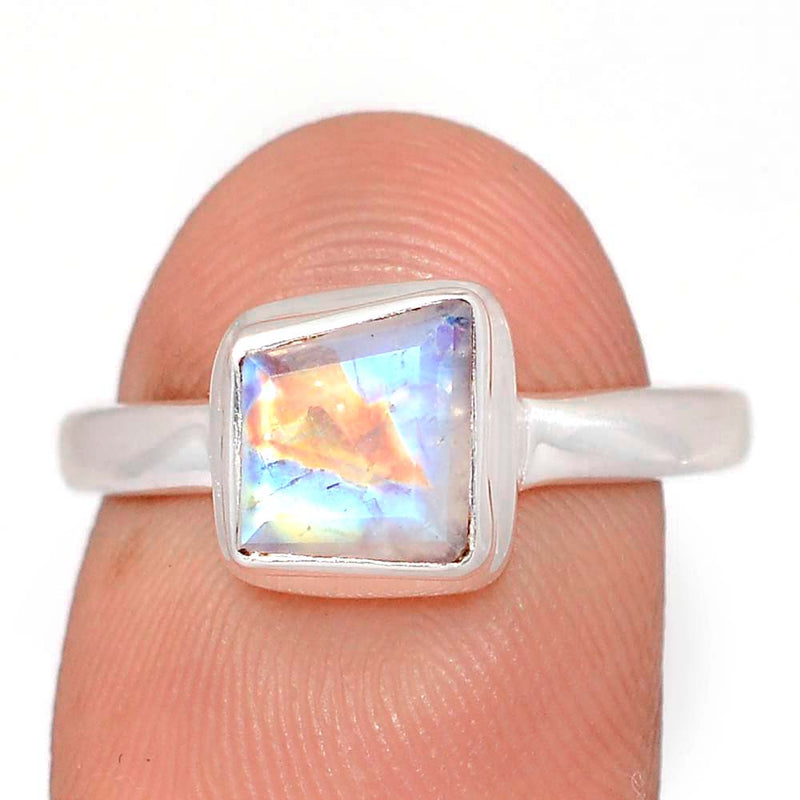 Rainbow Moonstone Faceted Ring - MNFR1779