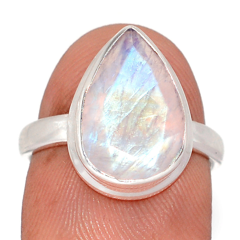 Rainbow Moonstone Faceted Ring - MNFR1814