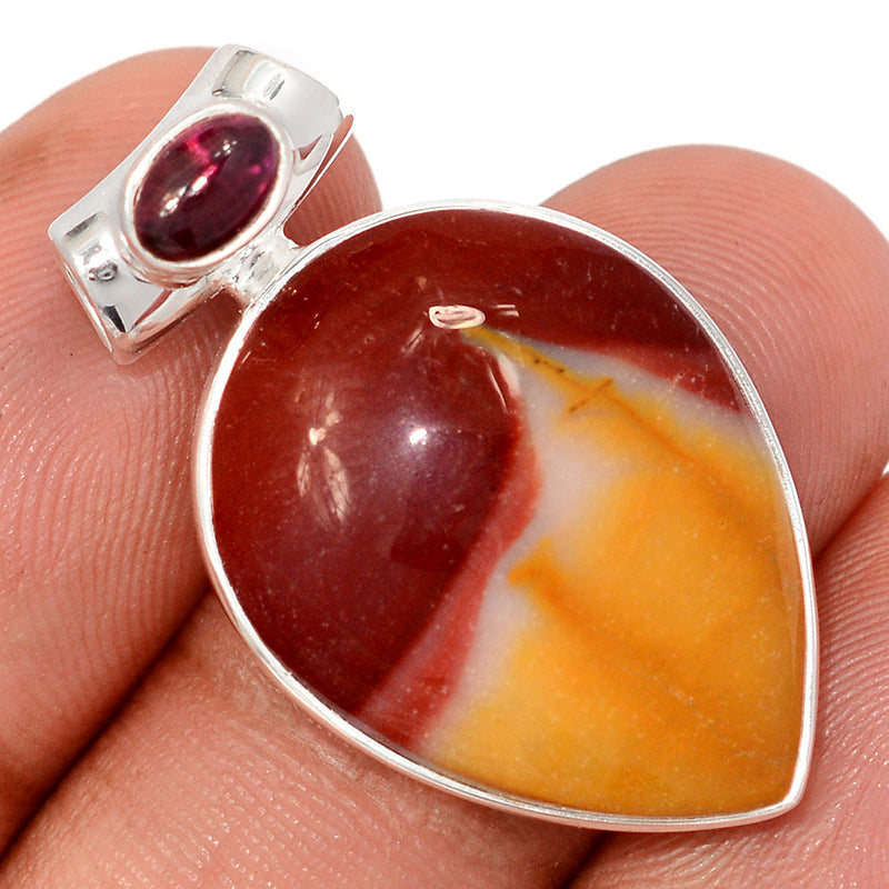 1.3" Mookaite & Garnet Cabochon Pendants - MOKP1430