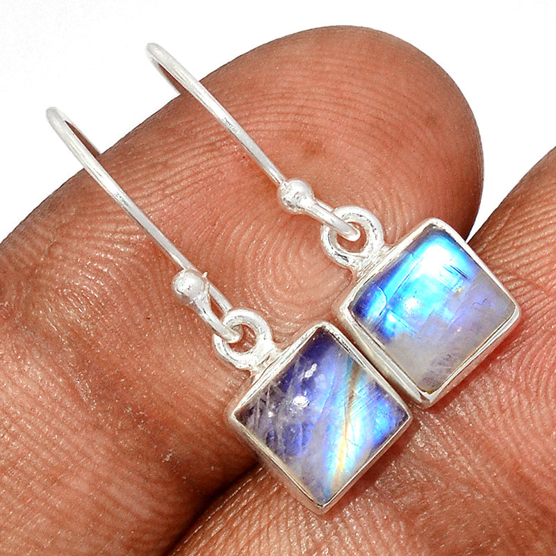 1" Rainbow Moonstone Earrings - MONE3673