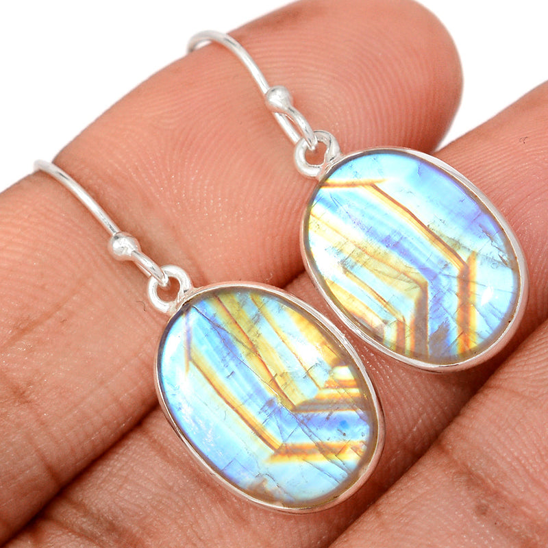 1.3" Rainbow Moonstone Earrings - MONE3732
