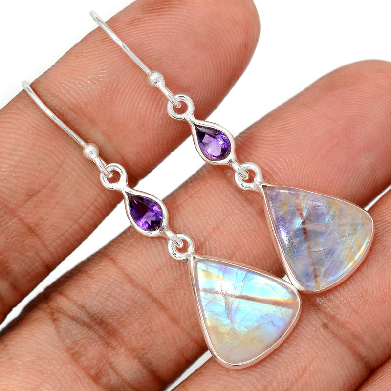 1.8" Rainbow Moonstone Earrings - MONE3734