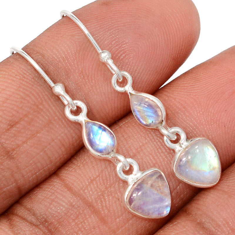 1.5" Lip Setting - Rainbow Moonstone Earrings - MONE3782