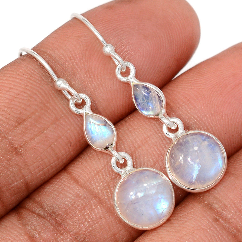 1.6" Lip Setting - Rainbow Moonstone Earrings - MONE3783