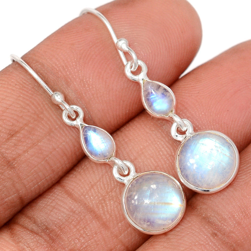 1.5" Lip Setting - Rainbow Moonstone Earrings - MONE3787