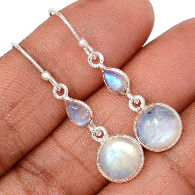 1.5" Lip Setting - Rainbow Moonstone Earrings - MONE3795