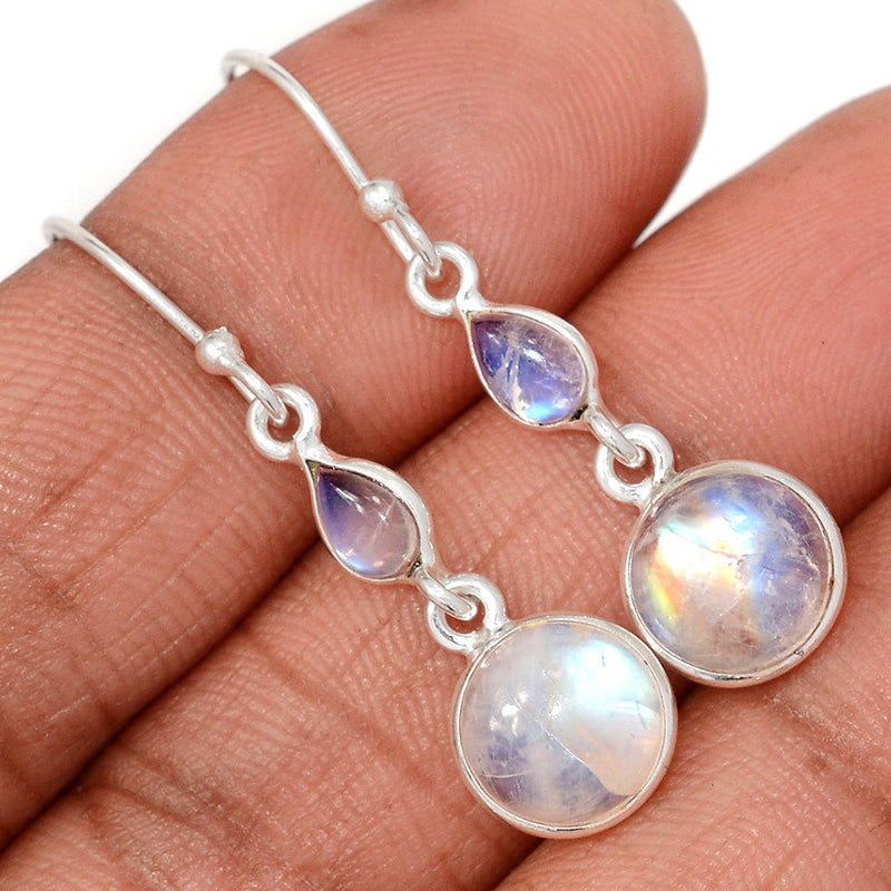 1.6" Lip Setting - Rainbow Moonstone Earrings - MONE3799