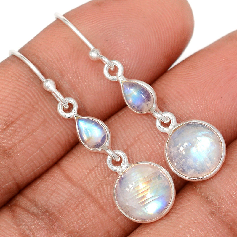 1.5" Lip Setting - Rainbow Moonstone Earrings - MONE3800