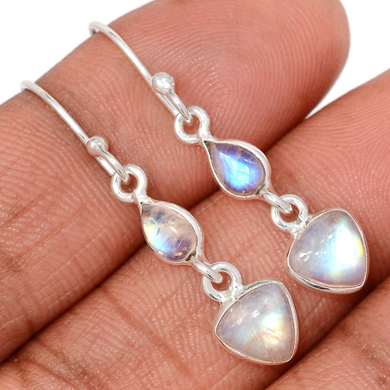 1.5" Lip Setting - Rainbow Moonstone Earrings - MONE3803