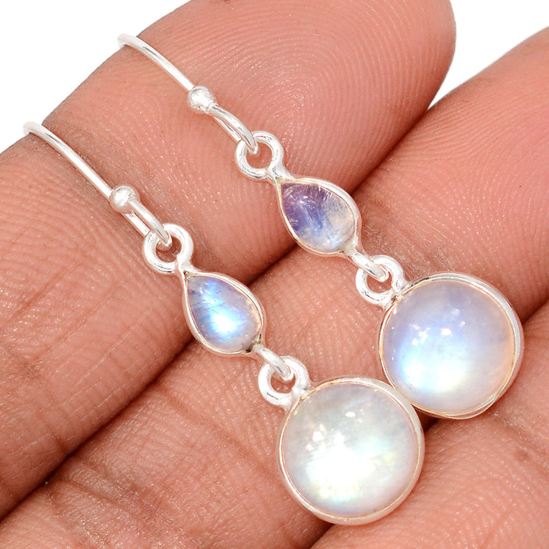 1.5" Lip Setting - Rainbow Moonstone Earrings - MONE3804