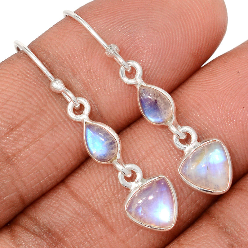 1.5" Lip Setting - Rainbow Moonstone Earrings - MONE3805