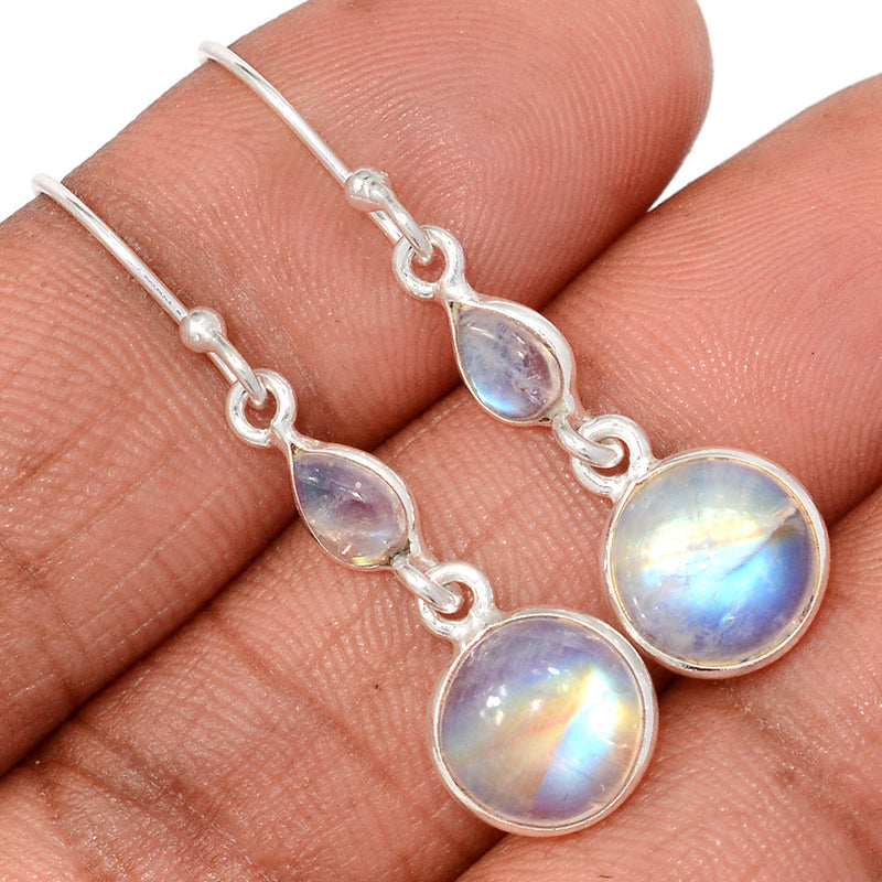 1.6" Lip Setting - Rainbow Moonstone Earrings - MONE3807