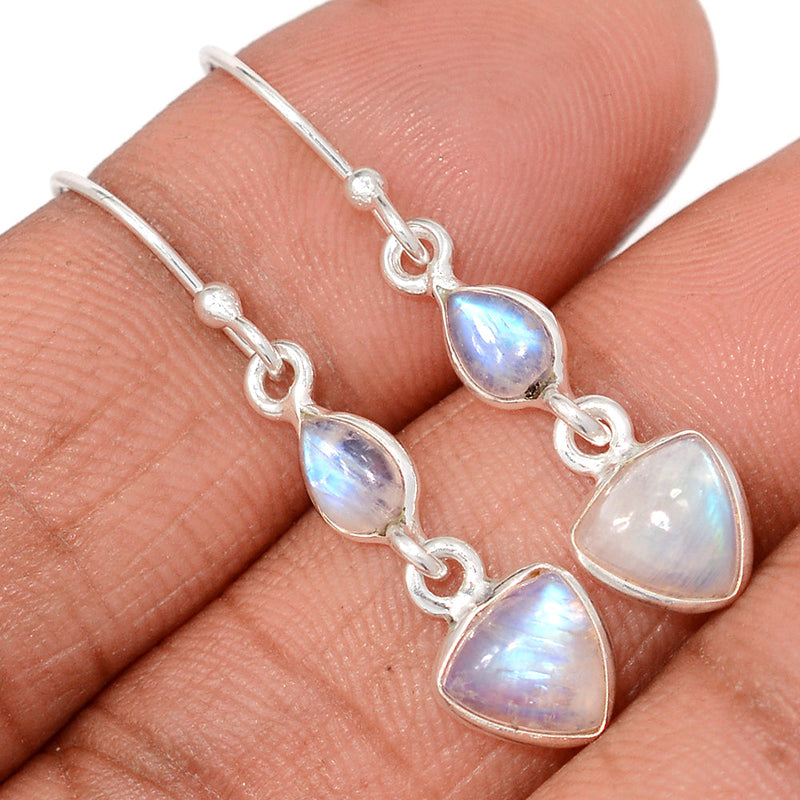 1.5" Lip Setting - Rainbow Moonstone Earrings - MONE3809