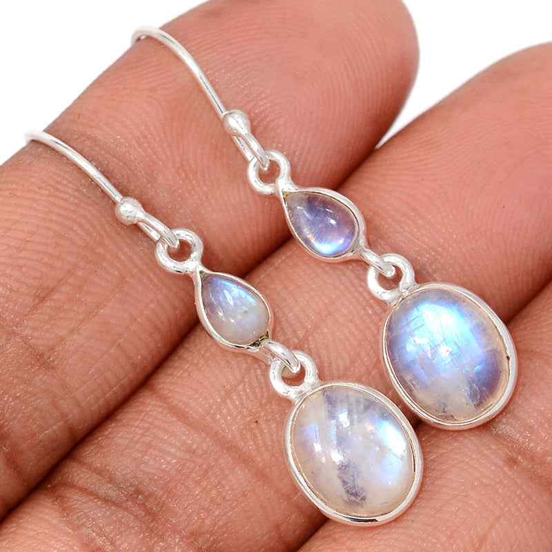 1.6" Lip Setting - Rainbow Moonstone Earrings - MONE3810