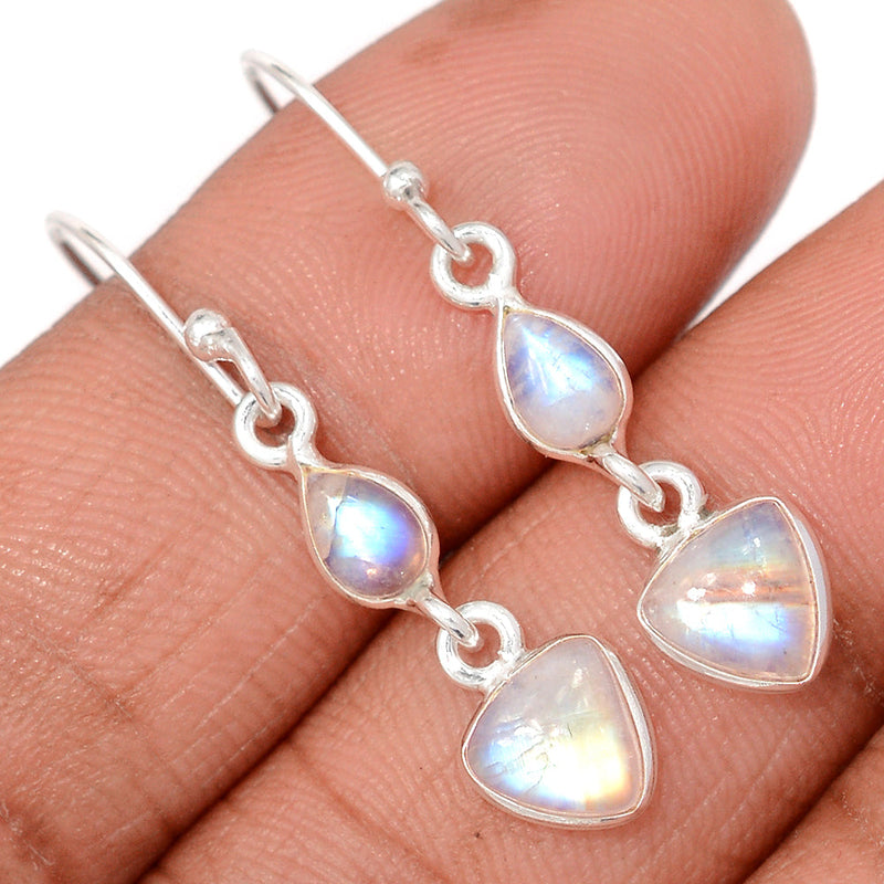 1.5" Lip Setting - Rainbow Moonstone Earrings - MONE3811