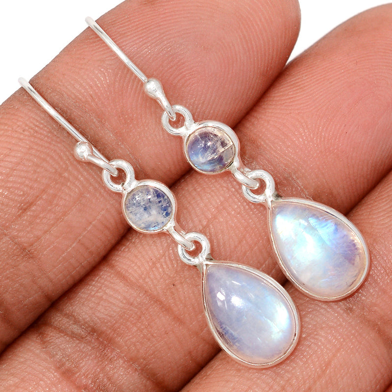 1.6" Lip Setting - Rainbow Moonstone Earrings - MONE3812