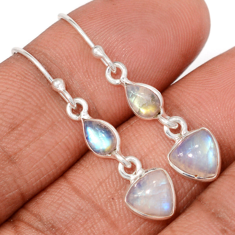 1.5" Lip Setting - Rainbow Moonstone Earrings - MONE3813