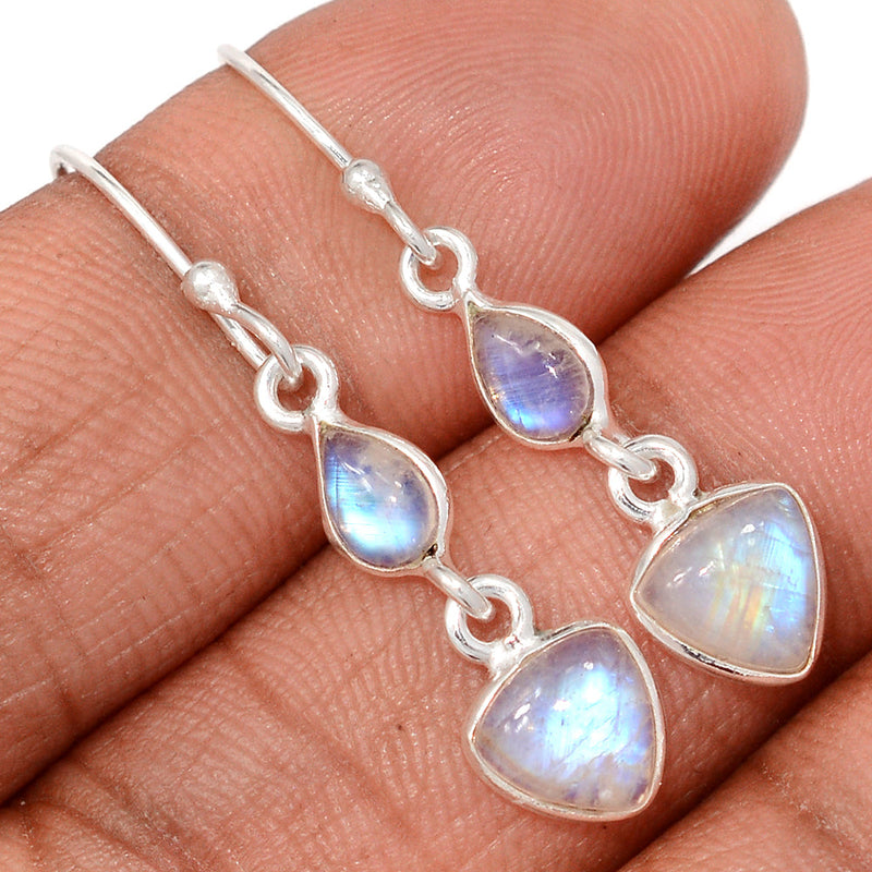 1.5" Lip Setting - Rainbow Moonstone Earrings - MONE3815