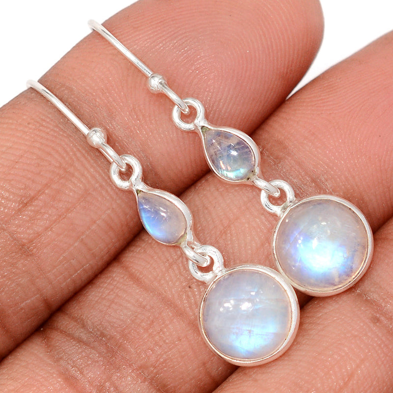 1.6" Lip Setting - Rainbow Moonstone Earrings - MONE3816