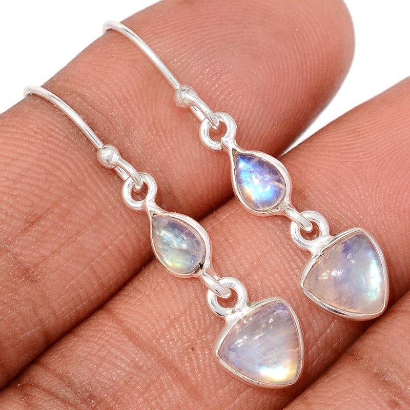 1.5" Lip Setting - Rainbow Moonstone Earrings - MONE3817
