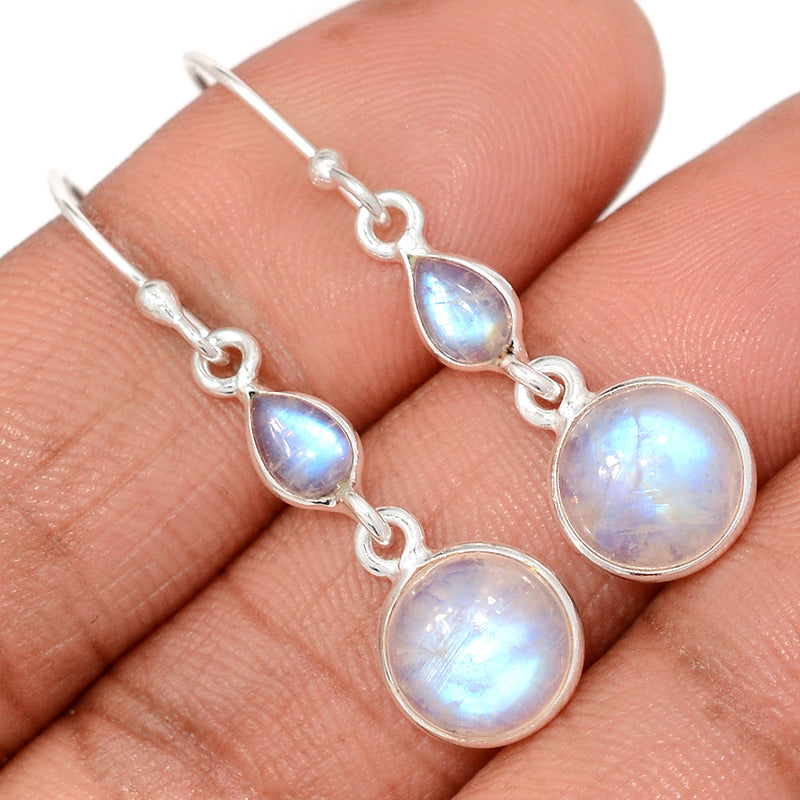 1.6" Lip Setting - Rainbow Moonstone Earrings - MONE3821