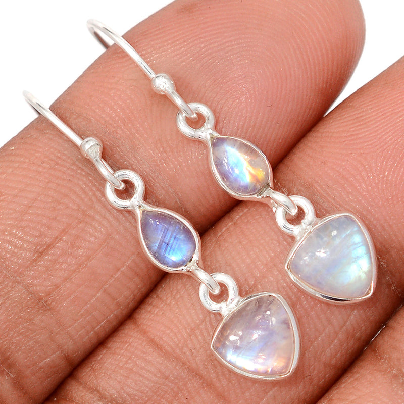 1.5" Lip Setting - Rainbow Moonstone Earrings - MONE3825