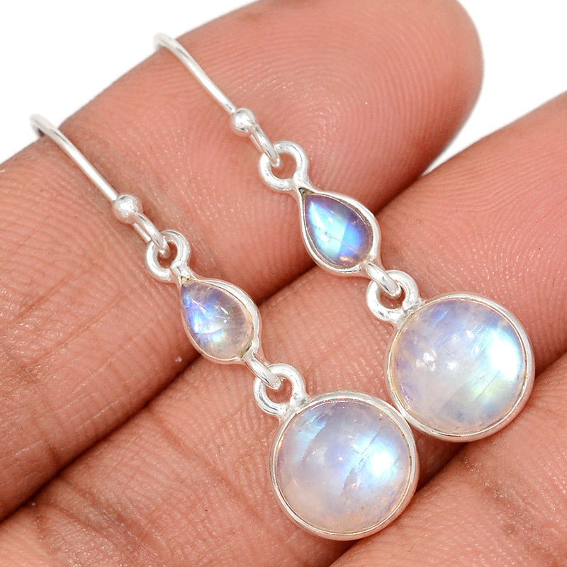 1.5" Lip Setting - Rainbow Moonstone Earrings - MONE3826