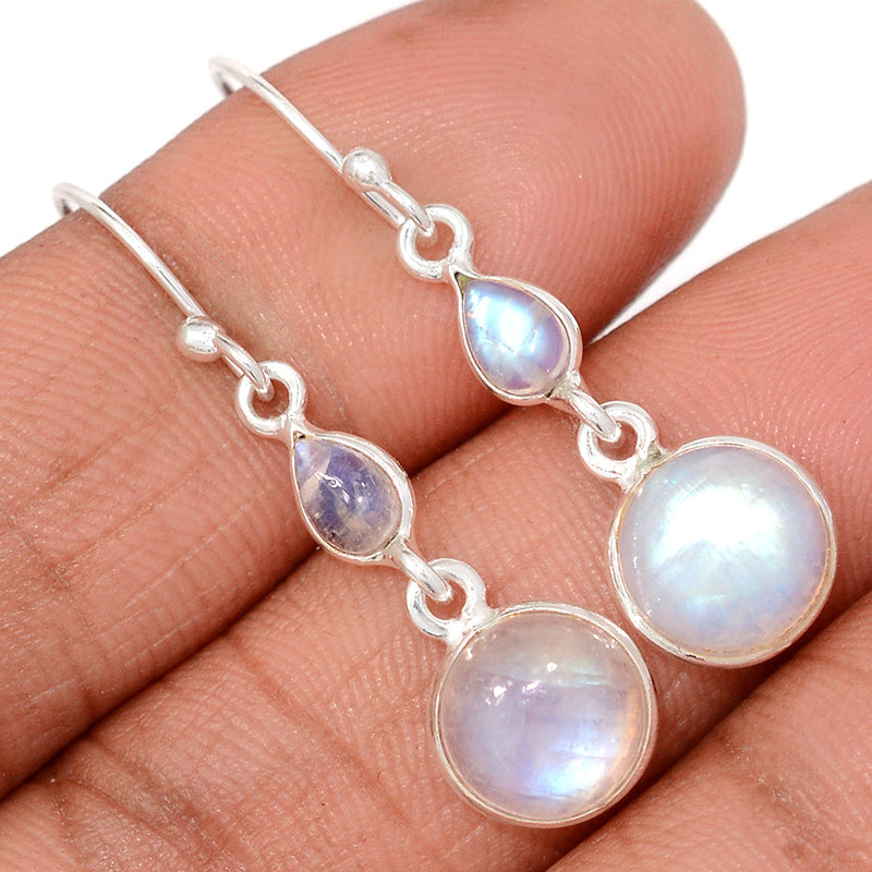 1.6" Lip Setting - Rainbow Moonstone Earrings - MONE3828