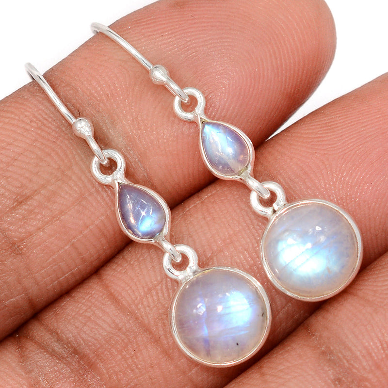 1.5" Lip Setting - Rainbow Moonstone Earrings - MONE3830