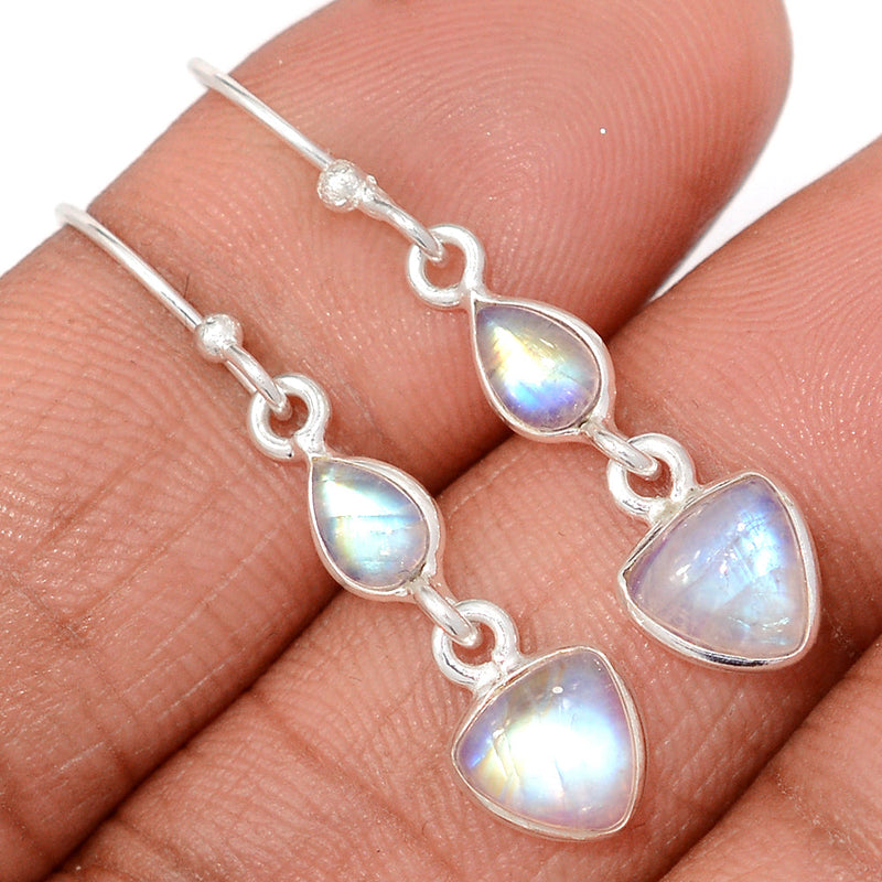 1.5" Lip Setting - Rainbow Moonstone Earrings - MONE3831