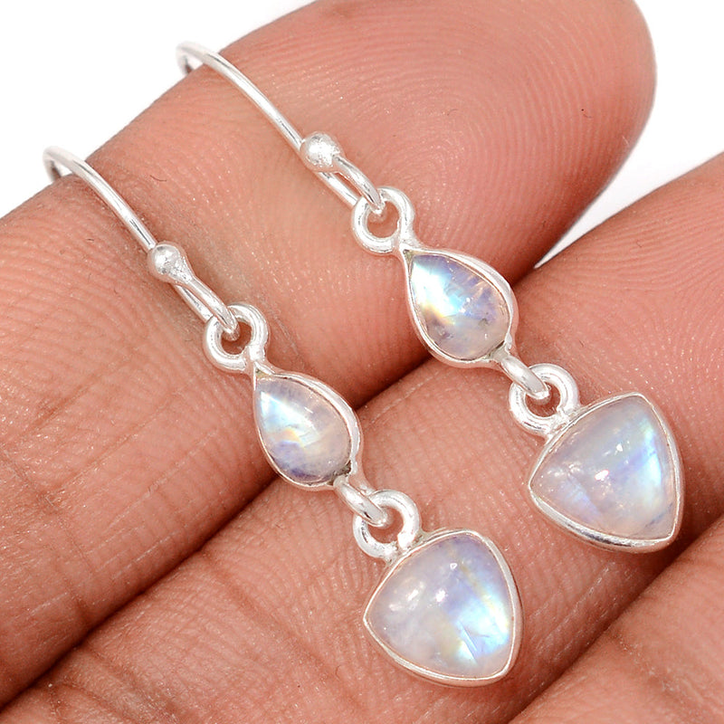 1.5" Lip Setting - Rainbow Moonstone Earrings - MONE3833