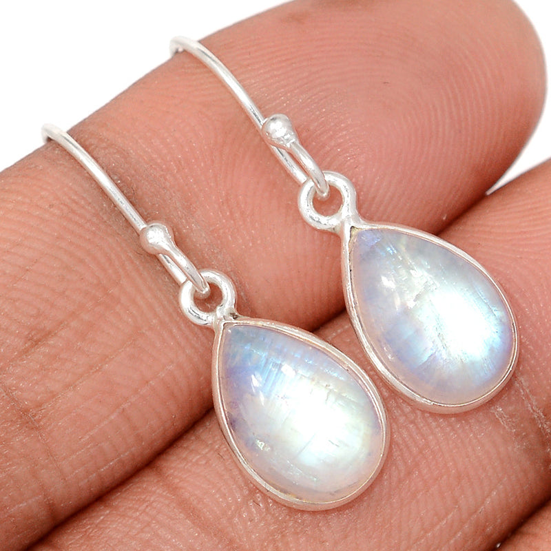 1.2" Lip Setting - Rainbow Moonstone Earrings - MONE3838