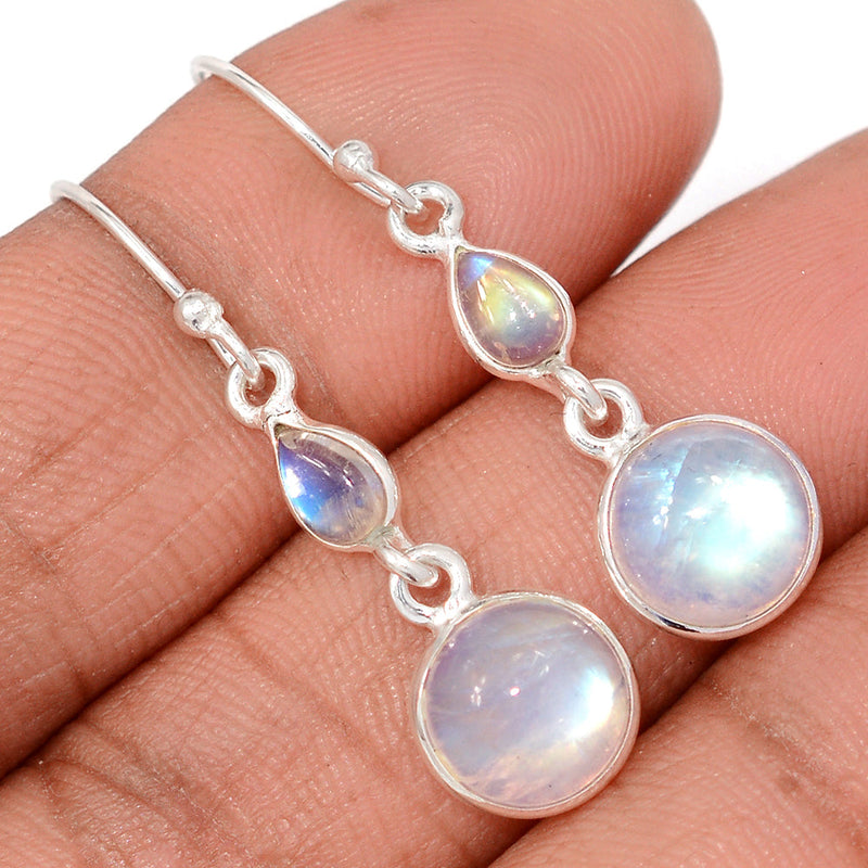 1.5" Lip Setting - Rainbow Moonstone Earrings - MONE3841