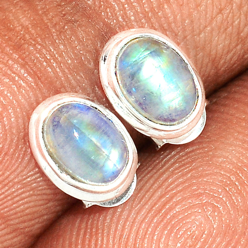 Rainbow Moonstone Studs - MONS1091