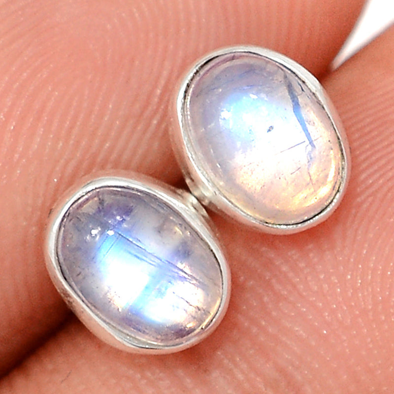 Rainbow Moonstone Studs - MONS1253
