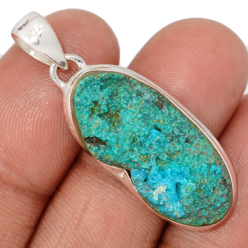 1.6" Malachite In Chrysocolla Rough Pendants - MRCP143