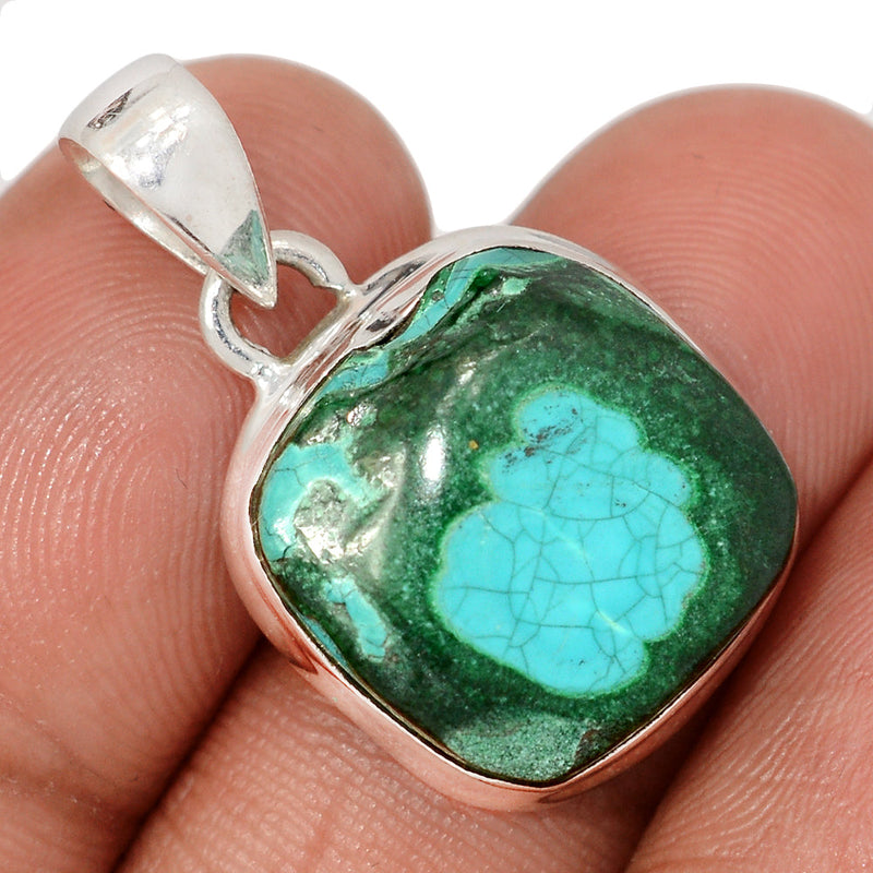 1.2" Malachite In Chrysocolla Rough Pendants - MRCP146