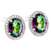 5*7 MM Oval - Mystic Topaz With CZ Earrings - MTE64