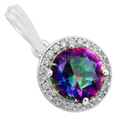 9*9 MM Round - Mystic Topaz With CZ Pendants - MTP56