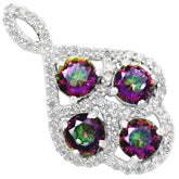 5*5 MM Round - Mystic Topaz With CZ Pendants - MTP61