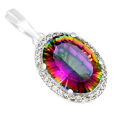 10*14 MM Oval - Mystic Topaz With CZ Pendants - MTP64