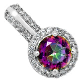 6*6 MM Round - Mystic Topaz With CZ Pendants - MTP65