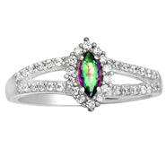 3*6 MM Marquise - Mystic Topaz With CZ Ring - MTR42