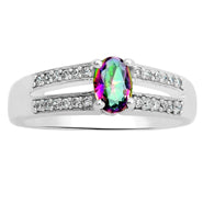 5*7 MM Oval - Mystic Topaz With CZ Ring - MTR47