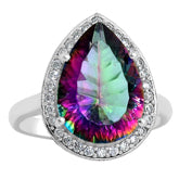 10*14 MM Pear - Mystic Topaz With CZ Ring - MTR54