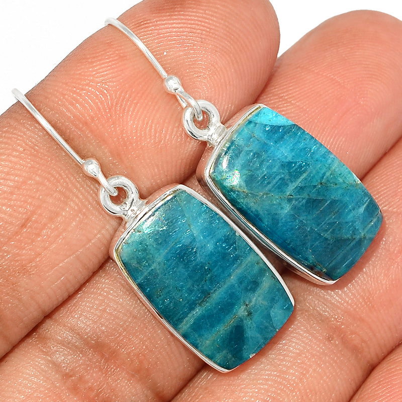 1.5" Neon Blue Apatite Cabochon Earrings - NACE241