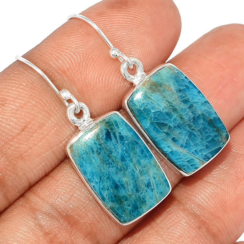 1.5" Neon Blue Apatite Cabochon Earrings - NACE266