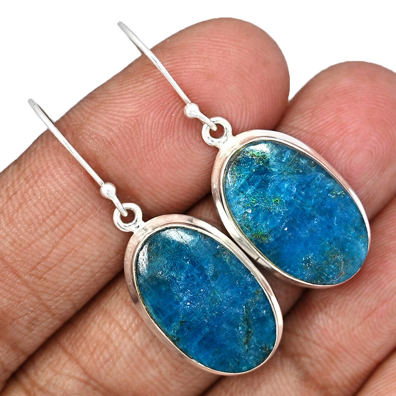 1.6" Neon Blue Apatite Cabochon Earrings - NACE69