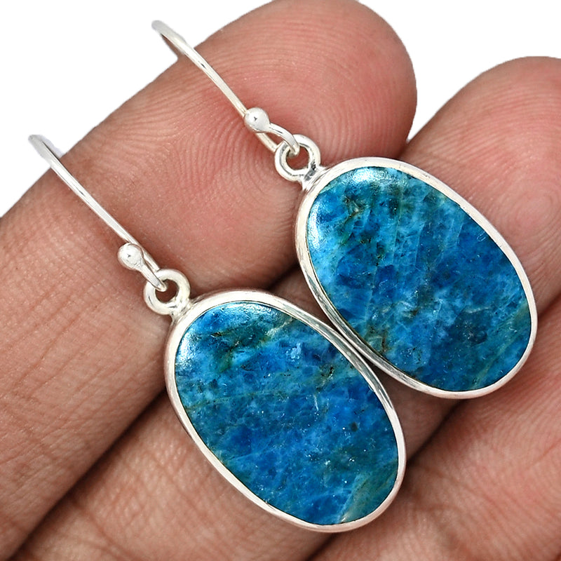 1.5" Neon Blue Apatite Cabochon Earrings - NACE95